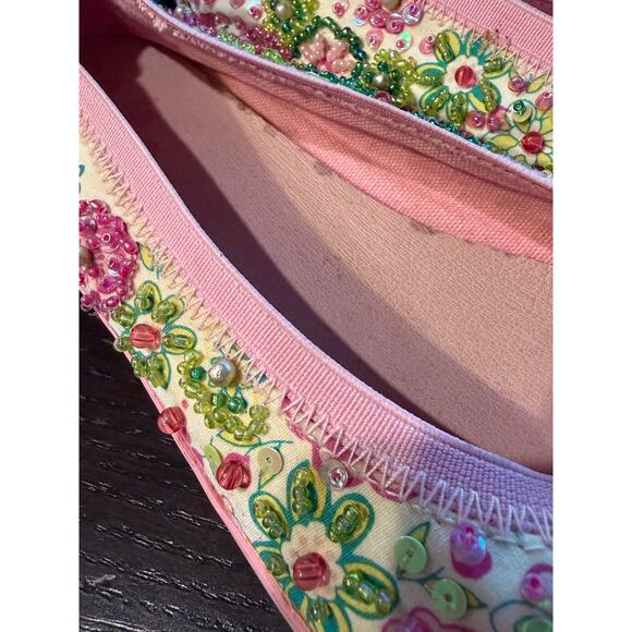 Unique Women's Lelli Kelly Floral Beaded Slip-On Low Heel Shoes- Size 38 (US 7.5 - Picture 11 of 11